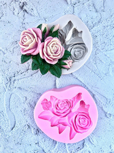 قالب سیلیکونی دو رز و غنچه
