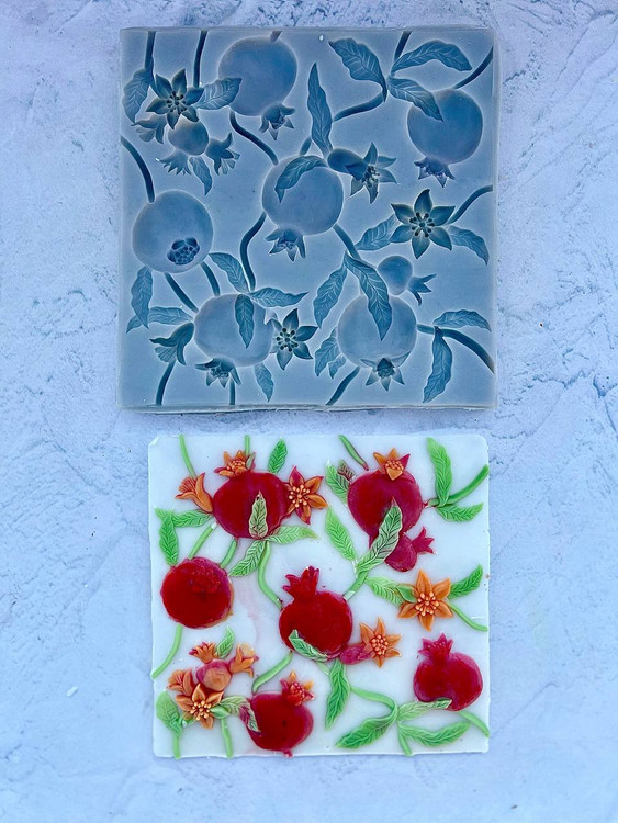 silicone mold with pomegranate design