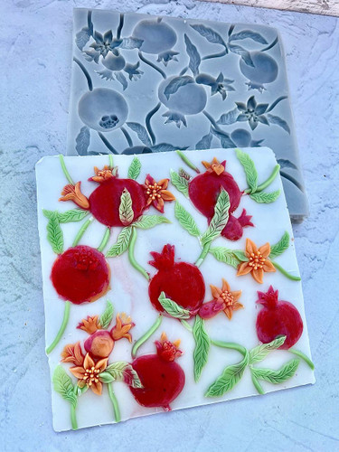 silicone mold with pomegranate design