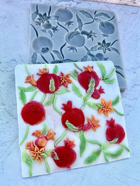 silicone mold with pomegranate design