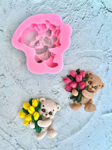 قالب سیلیکونی تدی گل به دست