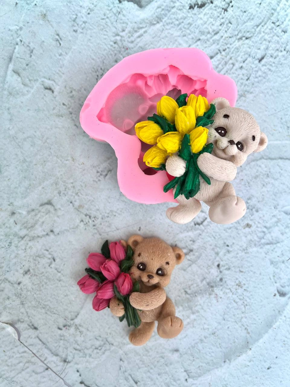 قالب سیلیکونی تدی گل به دست