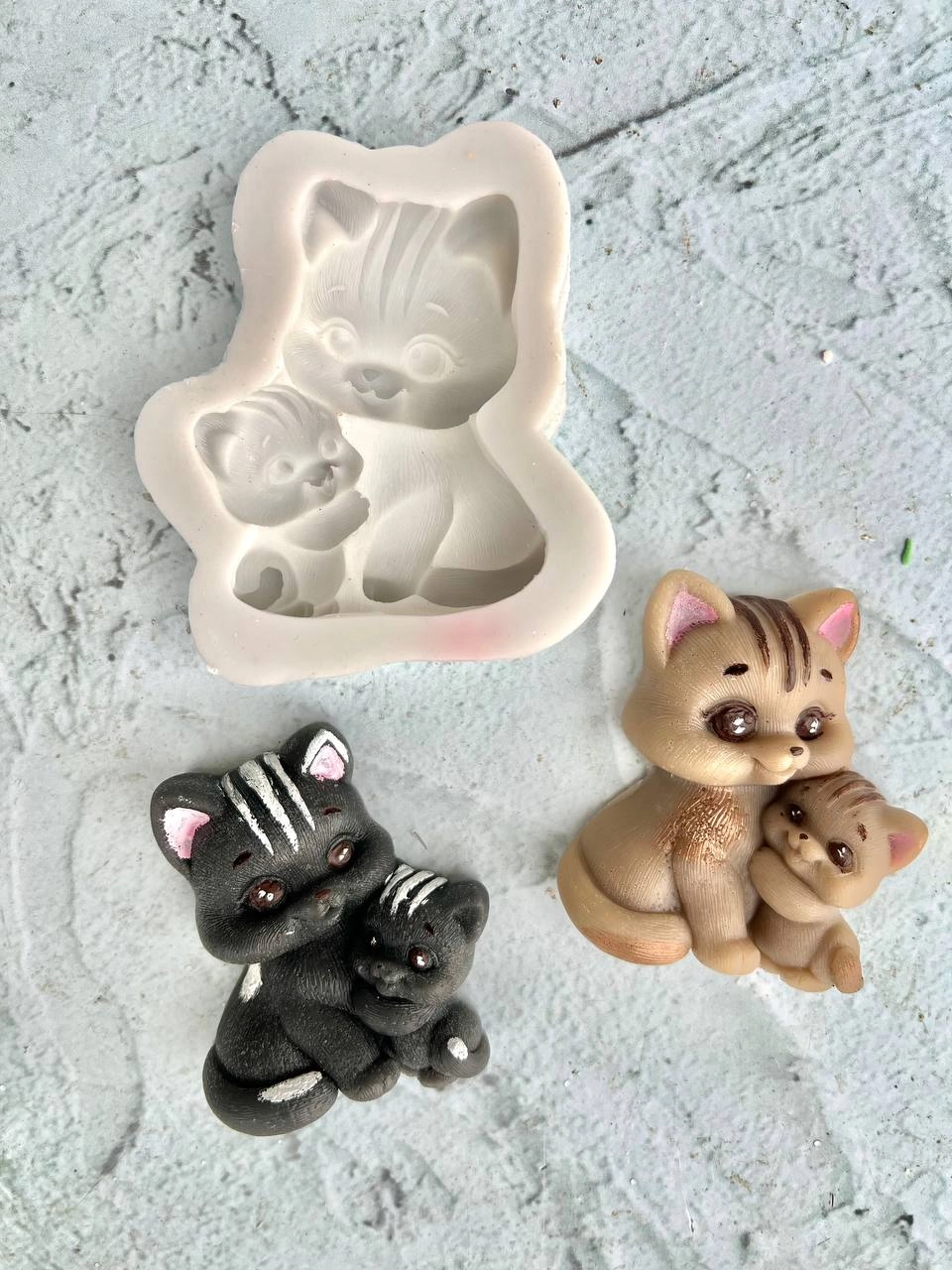 قالب سیلیکونی گربه مادر وبچه