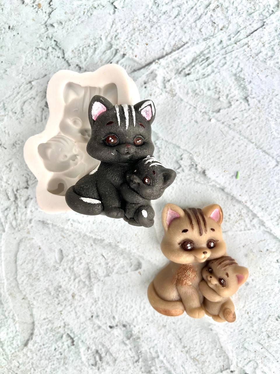 قالب سیلیکونی گربه مادر وبچه