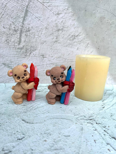 قالب سیلیکونی تدی با مداد