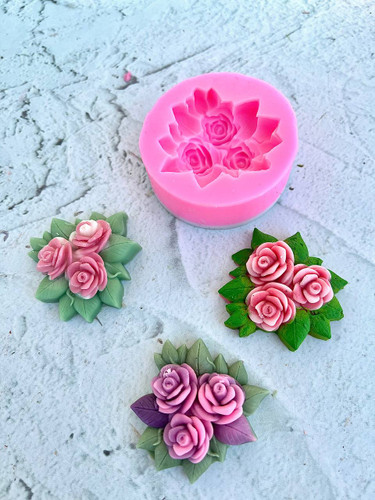 قالب سیلیکونی سه رز و برگ