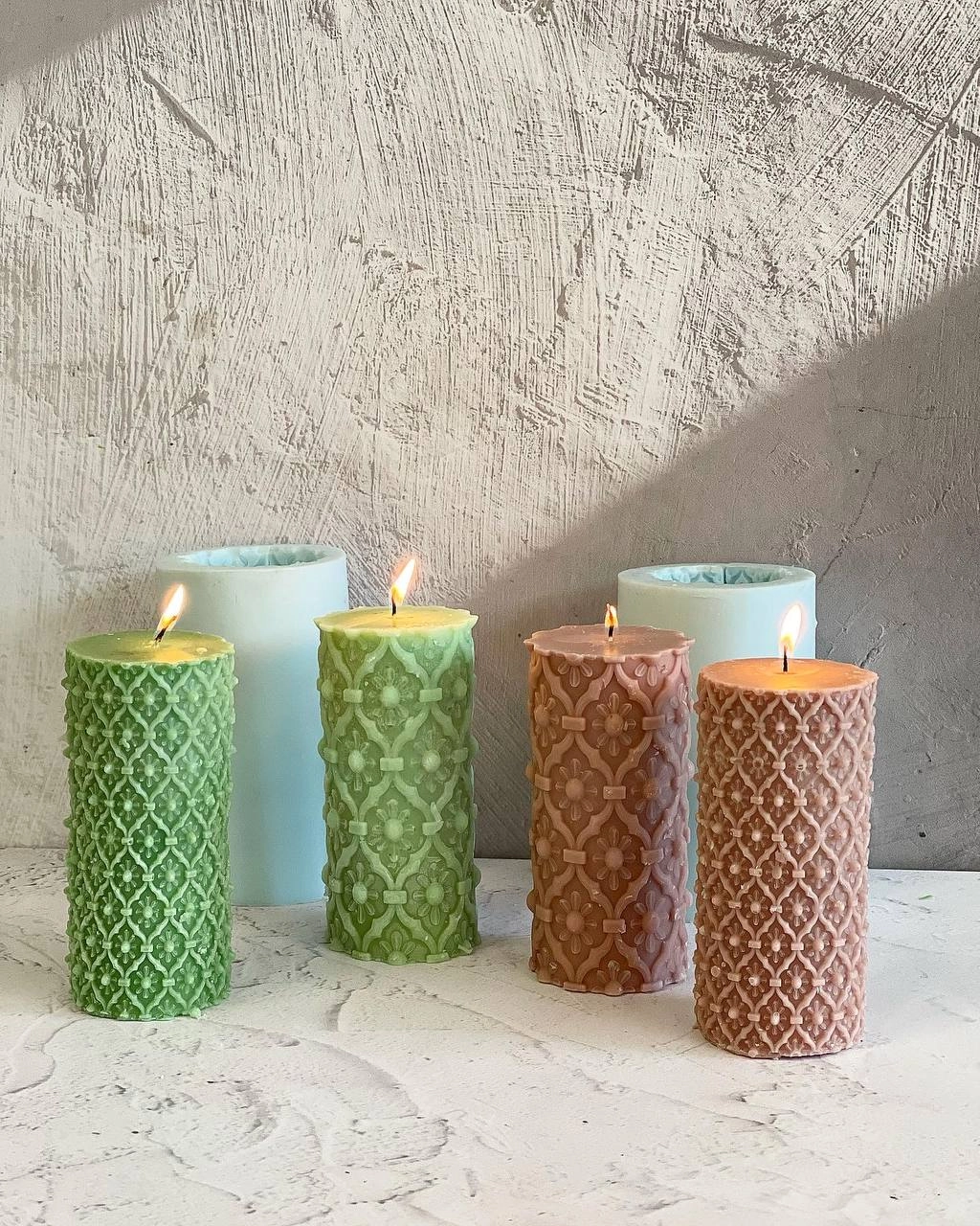 قالب سیلیکونی استوانه منبت گلدار