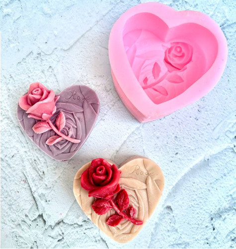 قالب سیلیکونی قلب و شاخه رز