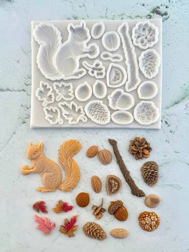 قالب سیلیکونی مولد پاییزی سنجاب و بلوط