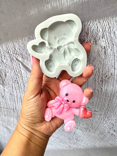 قالب سیلیکونی تدی قلب دار پاپیونی