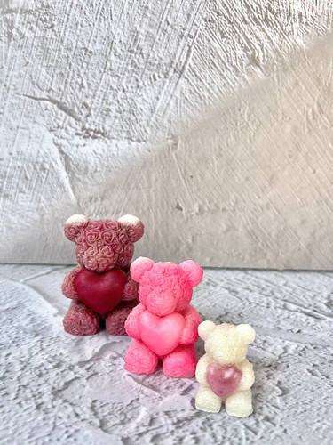 قالب سیلیکونی تدی گلدار قلبی سه بعدی