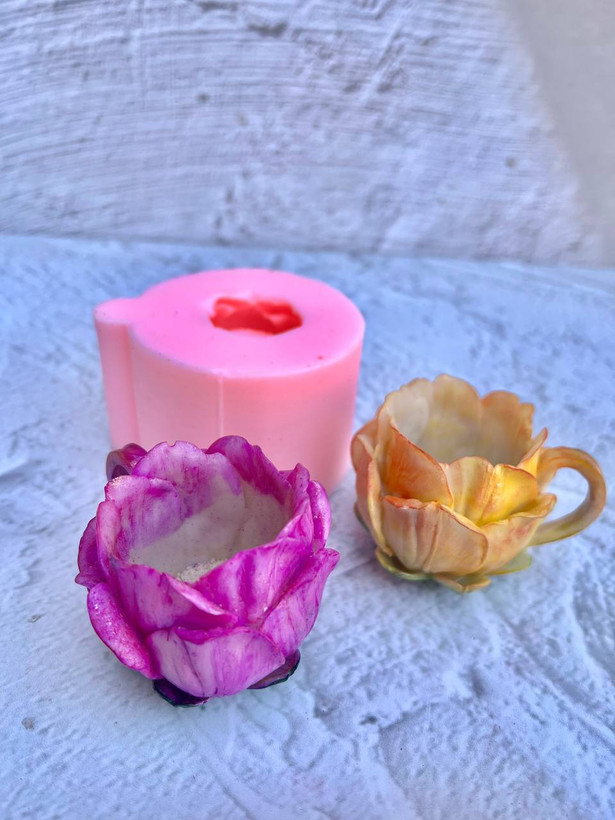 قالب سیلیکونی فنجان گل رز
